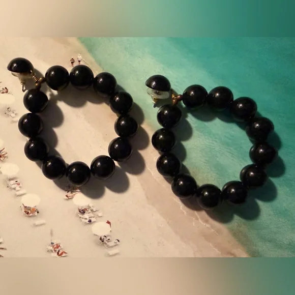Kenneth Jay Lane Jewelry 12 mm Black Ball Hoop Earrings Retail $50 - Picture 5 of 8